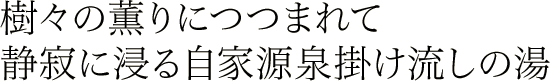 樹々の薫りにつつまれて ―静寂に浸る自家源泉掛け流しの湯